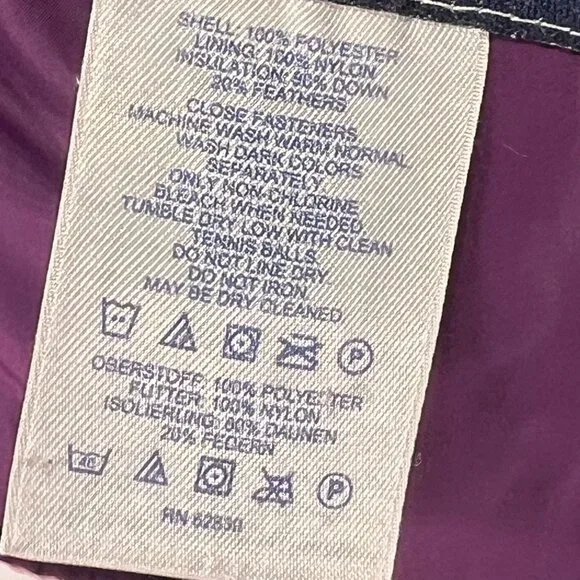 Lands End Floral Down Puffer Vest M 10-12 Bright Snap Close Pink Green Purple - Picture 8 of 14